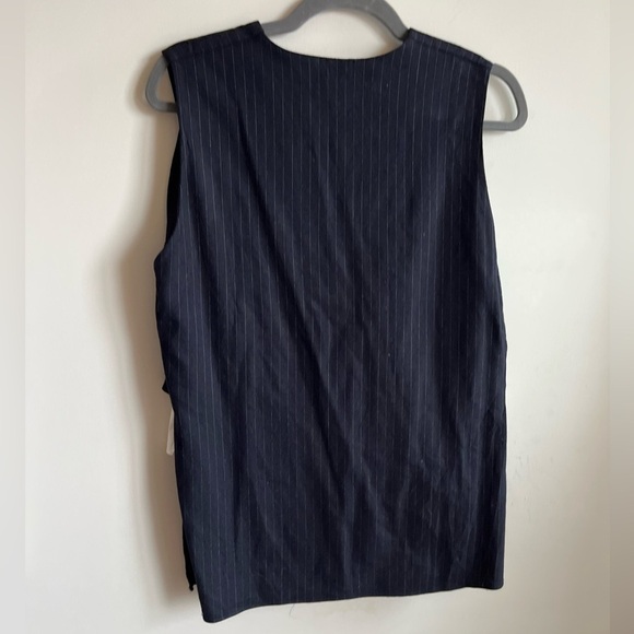 Derek Lam 10 Crosby Wool Pinstriped tiered Sleeveless V-neck blouse Sz 6 - Picture 12 of 14